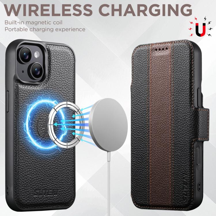 Custodia portafoglio magnetica in pelle vegana per iPhone 13 Pro