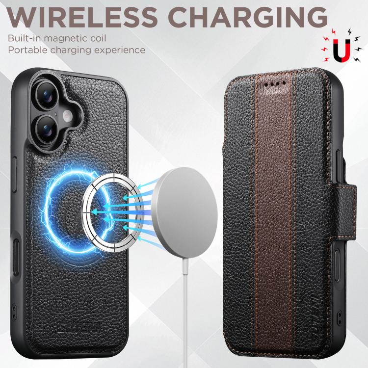 Custodia portafoglio magnetica in pelle vegana per iPhone 17 Pro