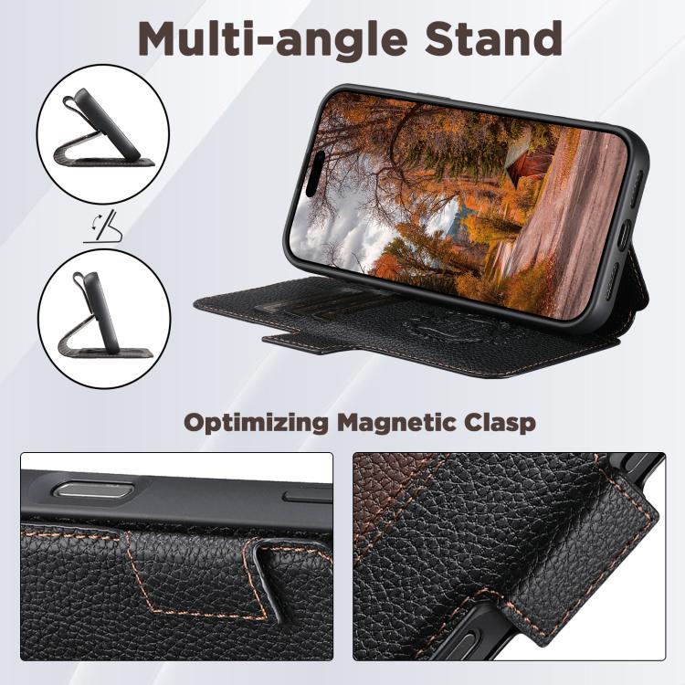 Custodia portafoglio magnetica in pelle vegana per iPhone 17 Pro