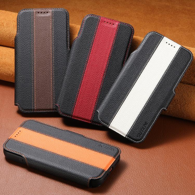 Custodia portafoglio magnetica in pelle vegana per iPhone 15 Pro
