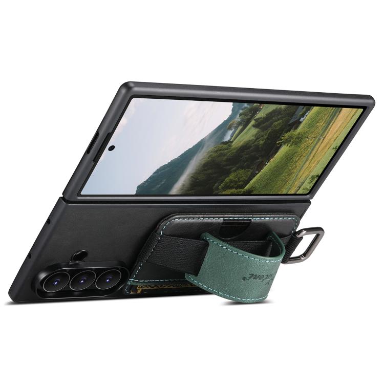 Custodia per telefono Suteni H13 con cinturino da polso in pelle cerata e portafoglio., For Galaxy Z Fold8 Ultra 5G, For Galaxy Z Fold7 5G, For Galaxy Z Fold6, For Galaxy Z Fold5