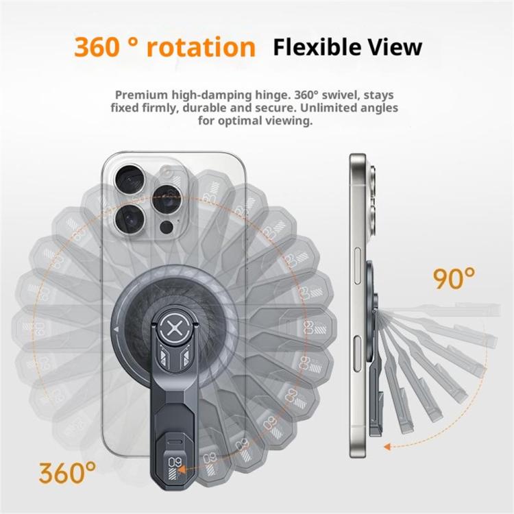 Supporto per telefono magnetico pieghevole con anello adesivo biadesivo T9, rotazione a 360 gradi.