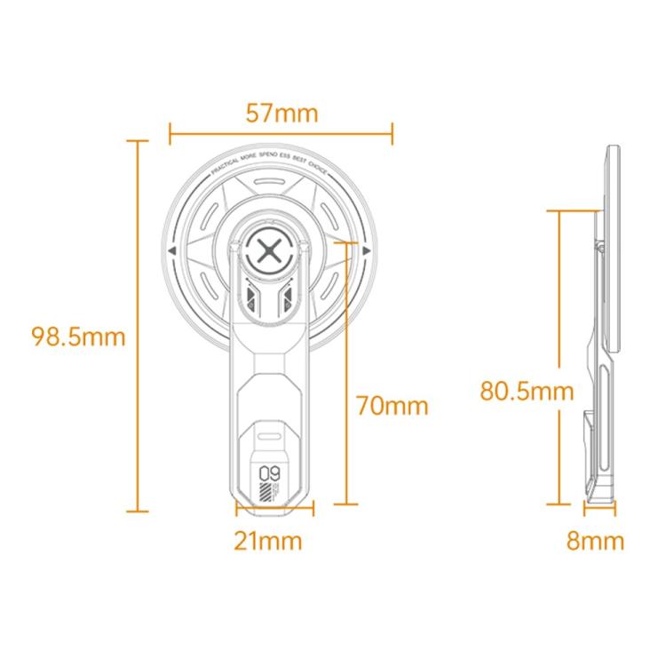 Supporto per telefono magnetico pieghevole con anello adesivo biadesivo T9, rotazione a 360 gradi.
