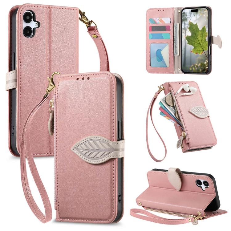 Portafoglio in pelle con cerniera e fibbia a foglia, custodia per telefono con cinturino, For Samsung Galaxy A50, For Samsung Galaxy A17, For Samsung Galaxy A07, For Samsung Galaxy A16