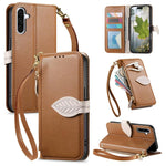 Portafoglio in pelle con cerniera e fibbia a foglia, custodia per telefono con cinturino, For Samsung Galaxy S25 Edge 5G, For Samsung Galaxy A56 5G, For Samsung Galaxy A26 5G, For Samsung Galaxy A36 5G