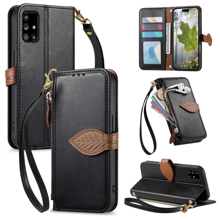 Portafoglio in pelle con cerniera e fibbia a foglia, custodia per telefono con cinturino, For Samsung Galaxy A52, For Samsung Galaxy A31, For Samsung Galaxy A71, For Samsung Galaxy A51
