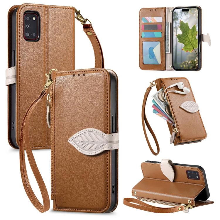 Portafoglio in pelle con cerniera e fibbia a foglia, custodia per telefono con cinturino, For Samsung Galaxy A52, For Samsung Galaxy A31, For Samsung Galaxy A71, For Samsung Galaxy A51