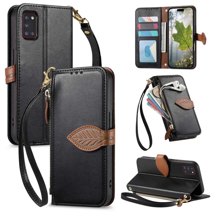 Portafoglio in pelle con cerniera e fibbia a foglia, custodia per telefono con cinturino, For Samsung Galaxy A52, For Samsung Galaxy A31, For Samsung Galaxy A71, For Samsung Galaxy A51