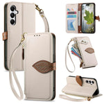 Portafoglio in pelle con cerniera e fibbia a foglia, custodia per telefono con cinturino, For Samsung Galaxy A14, For Samsung Galaxy A13