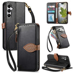 Portafoglio in pelle con cerniera e fibbia a foglia, custodia per telefono con cinturino, For Samsung Galaxy A14, For Samsung Galaxy A13
