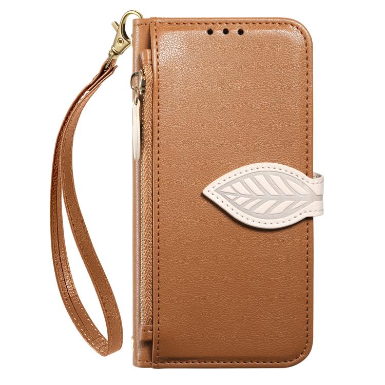 Portafoglio in pelle con cerniera e fibbia a foglia, custodia per telefono con cinturino, For Samsung Galaxy A14, For Samsung Galaxy A13