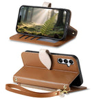 Portafoglio in pelle con cerniera e fibbia a foglia, custodia per telefono con cinturino, For Samsung Galaxy A14, For Samsung Galaxy A13
