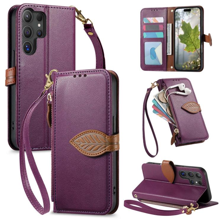 Portafoglio in pelle con cerniera e fibbia a foglia, custodia per telefono con cinturino, For Samsung Galaxy A53 5G, For Samsung Galaxy S22 Ultra, For Samsung Galaxy S22+ 5G, For Samsung Galaxy S22 5G