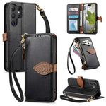 Portafoglio in pelle con cerniera e fibbia a foglia, custodia per telefono con cinturino, For Samsung Galaxy A53 5G, For Samsung Galaxy S22 Ultra, For Samsung Galaxy S22+ 5G, For Samsung Galaxy S22 5G