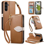 Portafoglio in pelle con cerniera e fibbia a foglia, custodia per telefono con cinturino, For Samsung Galaxy A05, For Samsung Galaxy A05s, For Samsung Galaxy A25 5G, For Samsung Galaxy S23 FE 5G