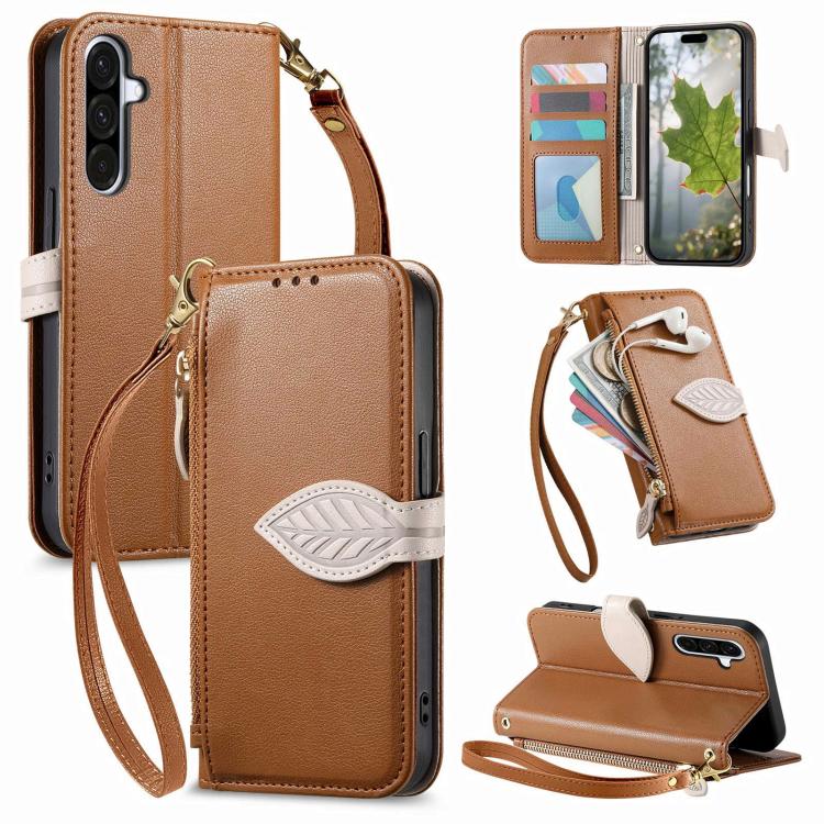 Portafoglio in pelle con cerniera e fibbia a foglia, custodia per telefono con cinturino, For Samsung Galaxy A57 5G, For Samsung Galaxy A37 5G, For Samsung Galaxy A25e 5G, For Samsung Galaxy S25 FE 5G