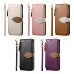 Portafoglio in pelle con cerniera e fibbia a foglia, custodia per telefono con cinturino, For Samsung Galaxy A14, For Samsung Galaxy A13