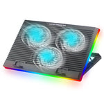 CP253 For Notebook Laptop Cooling Pad 3 Fans RGB Adjustable Height Cooling Stand, CP253