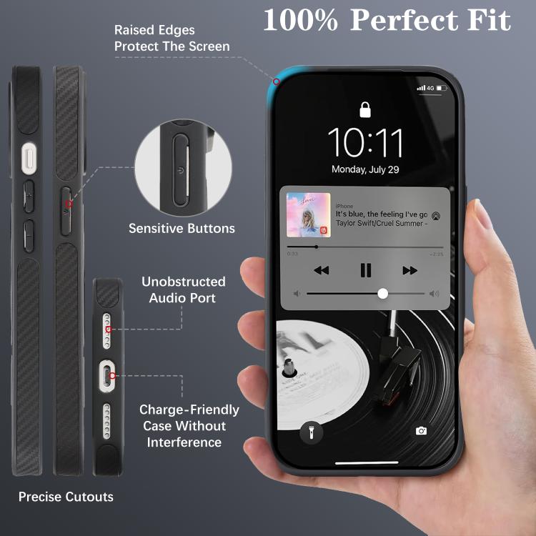 Custodia per telefono Kalebol in fibra di carbonio con MagSafe, For iPhone 15 Plus, For iPhone 15, For iPhone 14 Plus, For iPhone 14