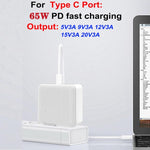 Caricabatterie USB TE-PD65 GaN PD 65W + QC4.0 con cavo dati da Type-C a Type-C, spina USA
