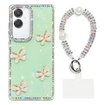 Custodia per telefono antiurto a quattro angoli con catena da mano a farfalla 3D con strass glitterati., For Samsung Galaxy A07 5G, For Samsung Galaxy A17 5G, For Samsung Galaxy A56 5G, For Samsung Galaxy A26 5G