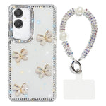 Custodia per telefono antiurto a quattro angoli con catena da mano a farfalla 3D con strass glitterati., For Samsung Galaxy A07 5G, For Samsung Galaxy A17 5G, For Samsung Galaxy A56 5G, For Samsung Galaxy A26 5G