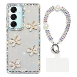 Custodia per telefono antiurto a quattro angoli con catena da mano a farfalla 3D con strass glitterati., For Samsung Galaxy A07 5G, For Samsung Galaxy A17 5G, For Samsung Galaxy A56 5G, For Samsung Galaxy A26 5G