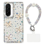Custodia per telefono antiurto a quattro angoli con catena da mano a farfalla 3D con strass glitterati., For Samsung Galaxy A07 5G, For Samsung Galaxy A17 5G, For Samsung Galaxy A56 5G, For Samsung Galaxy A26 5G