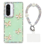 Custodia per telefono antiurto a quattro angoli con catena da mano a farfalla 3D con strass glitterati., For Samsung Galaxy A36 5G, For Samsung Galaxy S25 5G, For Samsung Galaxy S25+ 5G, For Samsung Galaxy S25 Ultra 5G