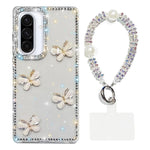 Custodia per telefono antiurto a quattro angoli con catena da mano a farfalla 3D con strass glitterati., For Samsung Galaxy A36 5G, For Samsung Galaxy S25 5G, For Samsung Galaxy S25+ 5G, For Samsung Galaxy S25 Ultra 5G