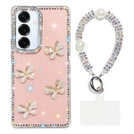 Custodia per telefono antiurto a quattro angoli con catena da mano a farfalla 3D con strass glitterati., For Samsung Galaxy A36 5G, For Samsung Galaxy S25 5G, For Samsung Galaxy S25+ 5G, For Samsung Galaxy S25 Ultra 5G