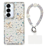 Custodia per telefono antiurto a quattro angoli con catena da mano a farfalla 3D con strass glitterati., For Samsung Galaxy A36 5G, For Samsung Galaxy S25 5G, For Samsung Galaxy S25+ 5G, For Samsung Galaxy S25 Ultra 5G