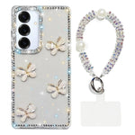 Custodia per telefono antiurto a quattro angoli con catena da mano a farfalla 3D con strass glitterati., For Samsung Galaxy A36 5G, For Samsung Galaxy S25 5G, For Samsung Galaxy S25+ 5G, For Samsung Galaxy S25 Ultra 5G