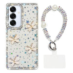 Custodia per telefono antiurto a quattro angoli con catena da mano a farfalla 3D con strass glitterati., For Samsung Galaxy A16 5G, For Samsung Galaxy S24 FE 5G, For Samsung Galaxy A15 5G, For Samsung Galaxy A55 5G