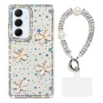Custodia per telefono antiurto a quattro angoli con catena da mano a farfalla 3D con strass glitterati., For Samsung Galaxy A16 5G, For Samsung Galaxy S24 FE 5G, For Samsung Galaxy A15 5G, For Samsung Galaxy A55 5G