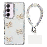 Custodia per telefono antiurto a quattro angoli con catena da mano a farfalla 3D con strass glitterati., For Samsung Galaxy A35 5G, For Samsung Galaxy S24 Ultra 5G, For Samsung Galaxy S24+ 5G, For Samsung Galaxy S24 5G
