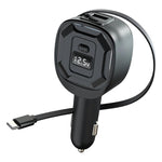 Adattatore di ricarica rapida GE10 PD da 65 W con display di tensione e caricabatterie da auto con cavo retrattile., GE10