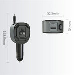 Adattatore di ricarica rapida GE10 PD da 65 W con display di tensione e caricabatterie da auto con cavo retrattile., GE10