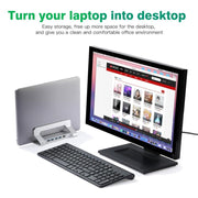 D051-3 Aluminum Alloy Desktop Organizer Vertical Laptop Stand with 4 USB Ports Hub, D051-3