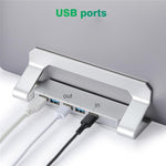 D051-3 Aluminum Alloy Desktop Organizer Vertical Laptop Stand with 4 USB Ports Hub, D051-3
