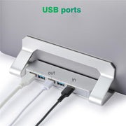 D051-3 Aluminum Alloy Desktop Organizer Vertical Laptop Stand with 4 USB Ports Hub, D051-3