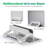D051-3 Aluminum Alloy Desktop Organizer Vertical Laptop Stand with 4 USB Ports Hub, D051-3