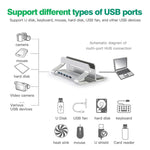 D051-3 Aluminum Alloy Desktop Organizer Vertical Laptop Stand with 4 USB Ports Hub, D051-3