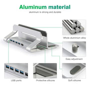 D051-3 Aluminum Alloy Desktop Organizer Vertical Laptop Stand with 4 USB Ports Hub, D051-3