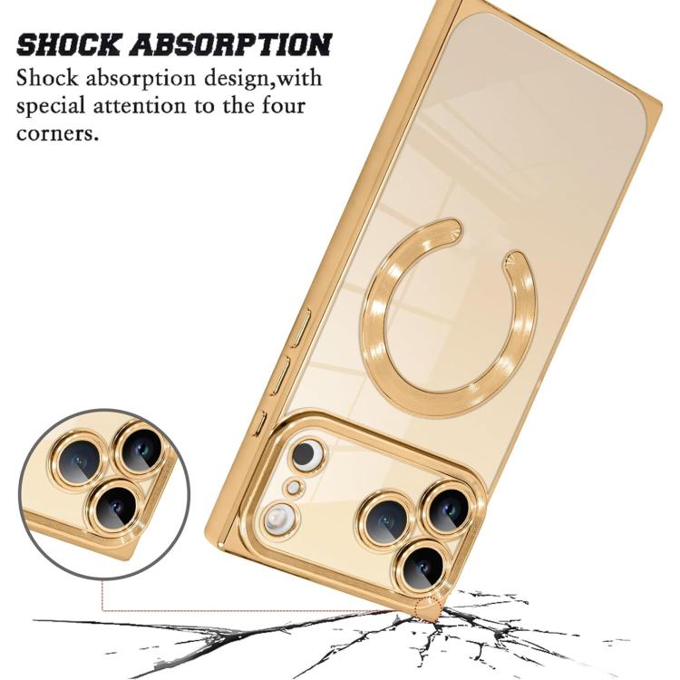 Custodia per telefono MagSafe in TPU con motivo CD galvanizzato ad angolo retto quadrato., For iPhone 17 Pro Max, For iPhone 17 Pro, For iPhone 17