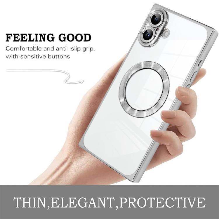 Custodia per telefono MagSafe in TPU con motivo CD galvanizzato ad angolo retto quadrato., For iPhone 16 Plus, For iPhone 16, For iPhone 15 Pro Max