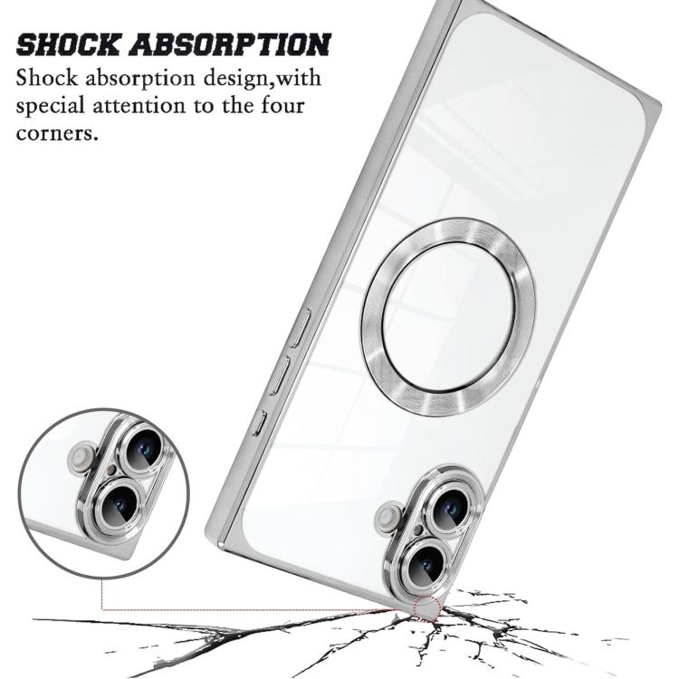 Custodia per telefono MagSafe in TPU con motivo CD galvanizzato ad angolo retto quadrato., For iPhone 16 Plus, For iPhone 16, For iPhone 15 Pro Max