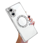Custodia per telefono MagSafe in TPU con motivo CD galvanizzato ad angolo retto quadrato., For iPhone 16 Plus, For iPhone 16, For iPhone 15 Pro Max