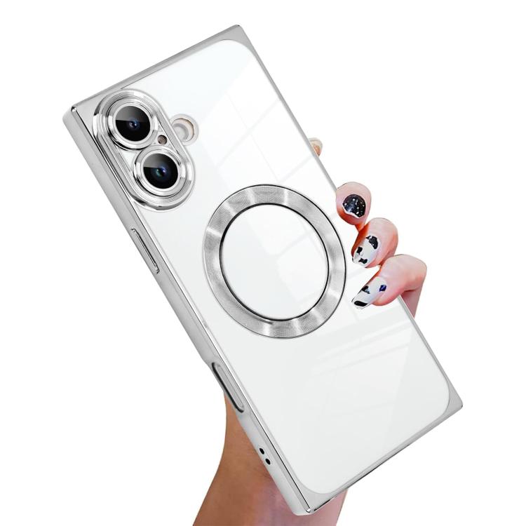 Custodia per telefono MagSafe in TPU con motivo CD galvanizzato ad angolo retto quadrato., For iPhone 16 Plus, For iPhone 16, For iPhone 15 Pro Max