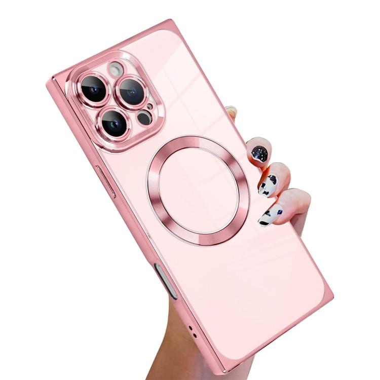 Custodia per telefono MagSafe in TPU con motivo CD galvanizzato ad angolo retto quadrato., For iPhone 16 Plus, For iPhone 16, For iPhone 15 Pro Max